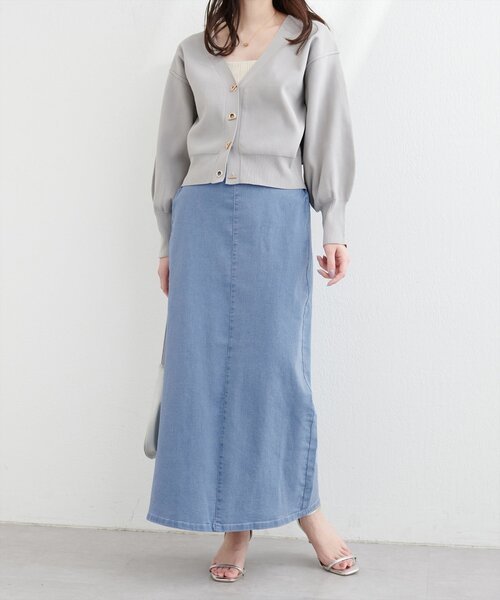 natural couture(ナチュラルクチュール)の「スーパーストレッチスリット付きスカート(スカート・レディース・ブラック/サックスブルー/インディゴブルー・FREE)」の18枚目の写真