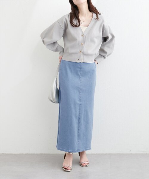 natural couture(ナチュラルクチュール)の「スーパーストレッチスリット付きスカート(スカート・レディース・ブラック/サックスブルー/インディゴブルー・FREE)」の19枚目の写真