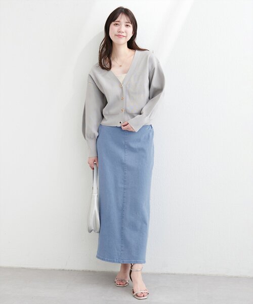 natural couture(ナチュラルクチュール)の「スーパーストレッチスリット付きスカート(スカート・レディース・ブラック/サックスブルー/インディゴブルー・FREE)」の20枚目の写真