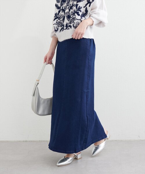 natural couture(ナチュラルクチュール)の「スーパーストレッチスリット付きスカート(スカート・レディース・ブラック/サックスブルー/インディゴブルー・FREE)」の22枚目の写真