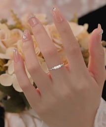 Leja（レジャ）の「【LEJA】パールストーンリング結婚式 パーティードレス 成人式 二次会 同窓会 お呼ばれ オケージョン 20代 30代（リング）」