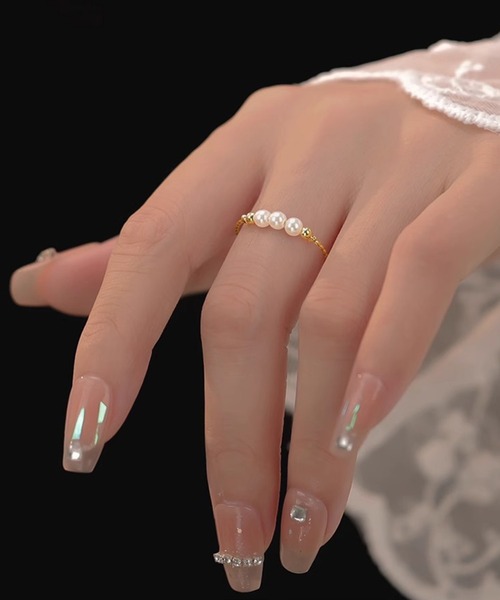 Leja(レジャ)の「【LEJA】パールストーンリング結婚式 パーティードレス 成人式 二次会 同窓会 お呼ばれ オケージョン 20代 30代(リング・レディース・ゴールド/シルバー・FREE)」の4枚目の写真