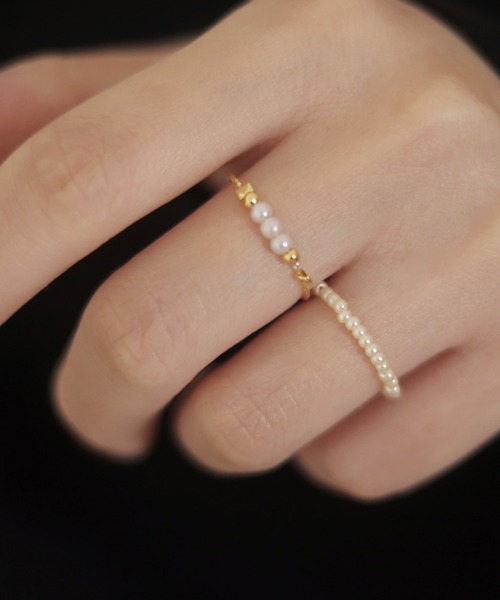 Leja(レジャ)の「【LEJA】パールストーンリング結婚式 パーティードレス 成人式 二次会 同窓会 お呼ばれ オケージョン 20代 30代(リング・レディース・ゴールド/シルバー・FREE)」の7枚目の写真