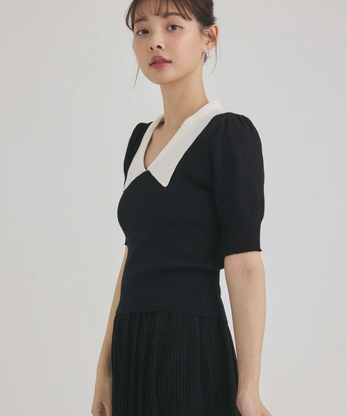 fifth(フィフス)の「襟付きニットプルオーバー(ニット/セーター・レディース・ブラック/ホワイト・M)」の13枚目の写真