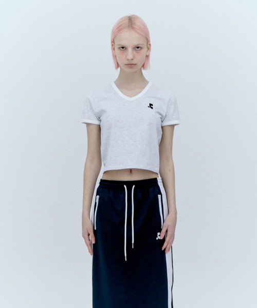 Rest&Recreation(レストアンドレクリエーション)の「Rest&Recreation/レストアンドレクリエーション V-NECK RINGER T-SHIRT VネックTシャツ(Tシャツ/カットソー・レディース・スカイブルー/ネイビー/ライトグレー・FREE)」の2枚目の写真