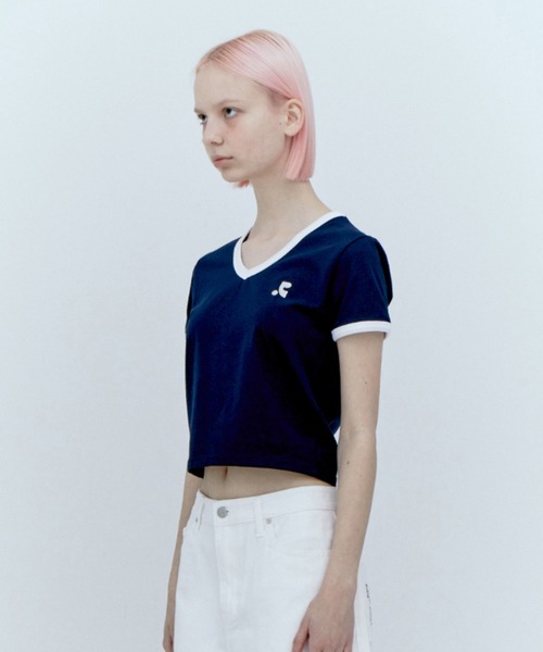 Rest&Recreation(レストアンドレクリエーション)の「Rest&Recreation/レストアンドレクリエーション V-NECK RINGER T-SHIRT VネックTシャツ(Tシャツ/カットソー・レディース・スカイブルー/ネイビー/ライトグレー・FREE)」の10枚目の写真