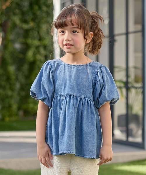 Piet（ピエット）の「【綿100%】バルーンスリーブ デニム ブラウス（シャツ/ブラウス・キッズ・サックスブルー/ブルー・120/130/110/100）」の13枚目の写真