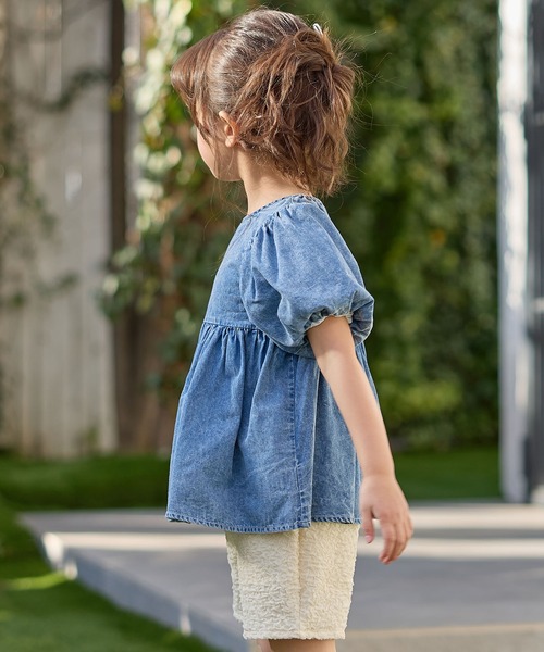 Piet（ピエット）の「【綿100%】バルーンスリーブ デニム ブラウス（シャツ/ブラウス・キッズ・サックスブルー/ブルー・120/130/110/100）」の14枚目の写真