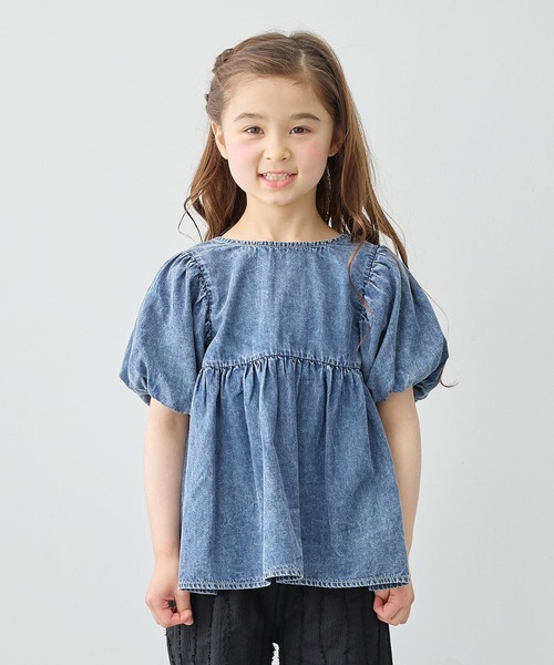 Piet（ピエット）の「【綿100%】バルーンスリーブ デニム ブラウス（シャツ/ブラウス・キッズ・サックスブルー/ブルー・120/130/110/100）」の19枚目の写真
