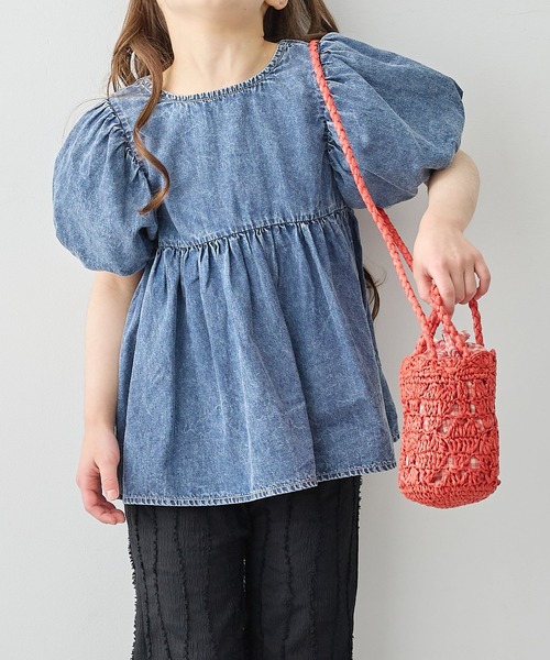 Piet（ピエット）の「【綿100%】バルーンスリーブ デニム ブラウス（シャツ/ブラウス・キッズ・サックスブルー/ブルー・120/130/110/100）」の22枚目の写真