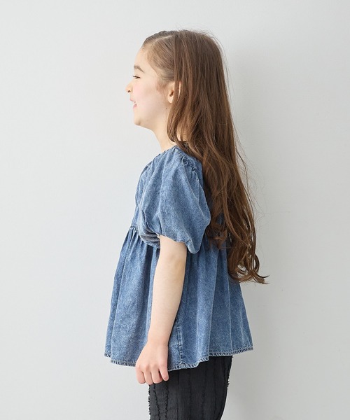 Piet（ピエット）の「【綿100%】バルーンスリーブ デニム ブラウス（シャツ/ブラウス・キッズ・サックスブルー/ブルー・120/130/110/100）」の20枚目の写真