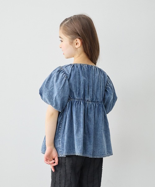 Piet（ピエット）の「【綿100%】バルーンスリーブ デニム ブラウス（シャツ/ブラウス・キッズ・サックスブルー/ブルー・120/130/110/100）」の21枚目の写真