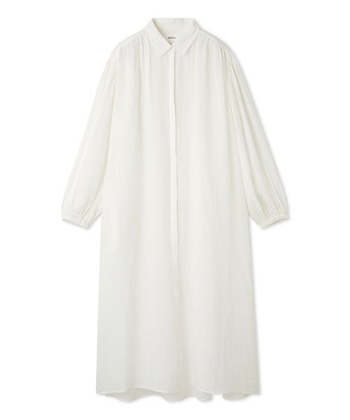 セール】ラミー100％袖ロングシャツワンピース（ワンピース