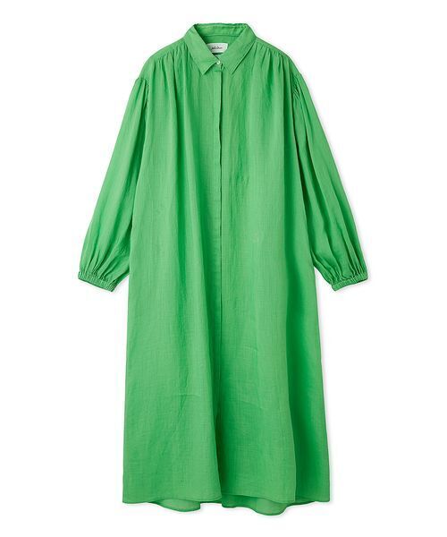 セール】ラミー100％袖ロングシャツワンピース（ワンピース