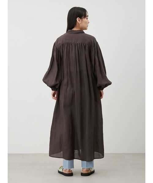 Mila Owen ミラオーウェン ロング シャツ ワンピース 0 新品未使用 セール】ラミー100％袖ロングシャツワンピース（ワンピース