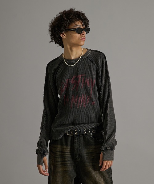 ANDER HUNK(アンダーハンク)の「Washed Inside-out Thermal T-shirt/ウォッシュインサイドアウトサーマルTシャツ(Tシャツ/カットソー・メンズ・ブラック/グレー・MEDIUM/LARGE)」の18枚目の写真