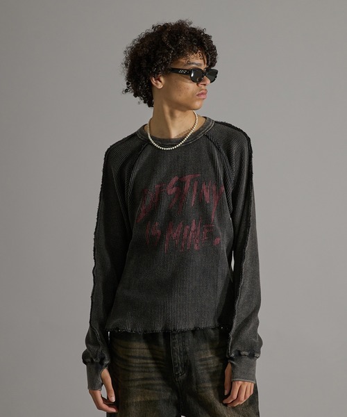 MNML WASHED THERMAL Tシャツ 長袖 Black Grey Olive 送料込み セール】Washed Inside-out Thermal T-shirt/ウォッシュ