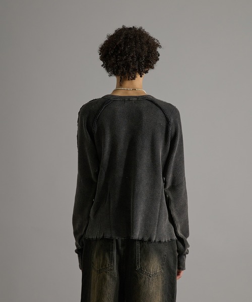 ANDER HUNK(アンダーハンク)の「Washed Inside-out Thermal T-shirt/ウォッシュインサイドアウトサーマルTシャツ(Tシャツ/カットソー・メンズ・ブラック/グレー・MEDIUM/LARGE)」の13枚目の写真