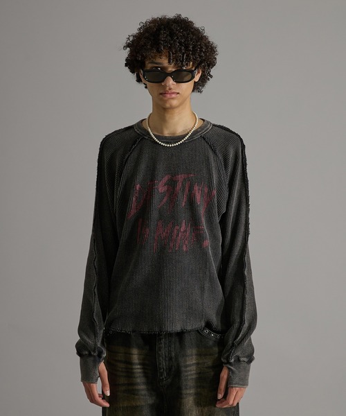 ANDER HUNK(アンダーハンク)の「Washed Inside-out Thermal T-shirt/ウォッシュインサイドアウトサーマルTシャツ(Tシャツ/カットソー・メンズ・ブラック/グレー・MEDIUM/LARGE)」の15枚目の写真