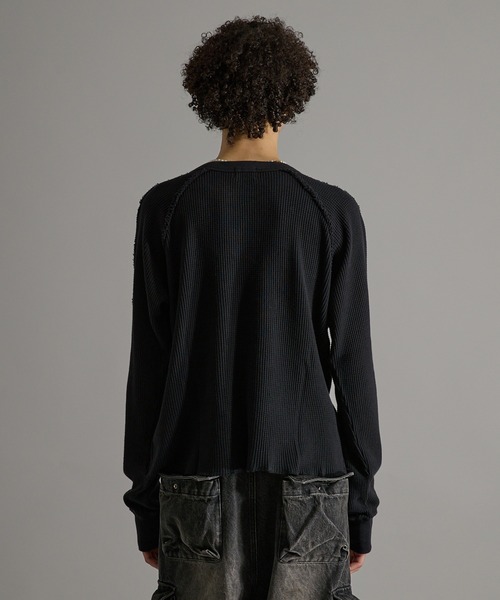ANDER HUNK(アンダーハンク)の「Washed Inside-out Thermal T-shirt/ウォッシュインサイドアウトサーマルTシャツ(Tシャツ/カットソー・メンズ・ブラック/グレー・MEDIUM/LARGE)」の4枚目の写真