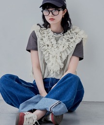 チュールフリルショートベスト
