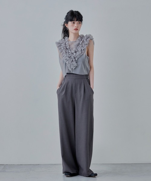 etoll.（エトル）の「チュールフリルショートベスト（ベスト・レディース・グレー/アイボリー/ブラック・M）」の20枚目の写真