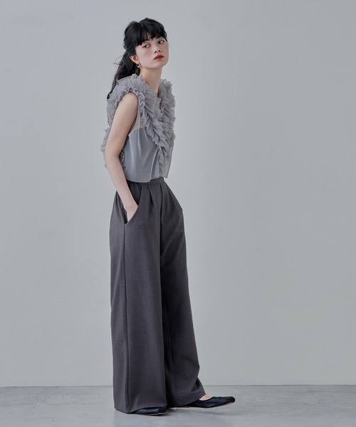 etoll.（エトル）の「チュールフリルショートベスト（ベスト・レディース・グレー/アイボリー/ブラック・M）」の21枚目の写真