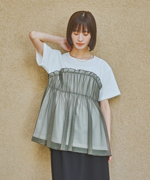 LAKOLE（ラコレ）の「アソートドッキングT / 324572（Tシャツ/カットソー・レディース・ブルー/チャコールグレー/グレー/ブラック系その他/カーキ系・FREE）」の15枚目の写真