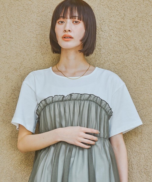 LAKOLE（ラコレ）の「アソートドッキングT / 324572（Tシャツ/カットソー・レディース・ブルー/チャコールグレー/グレー/ブラック系その他/カーキ系・FREE）」の10枚目の写真