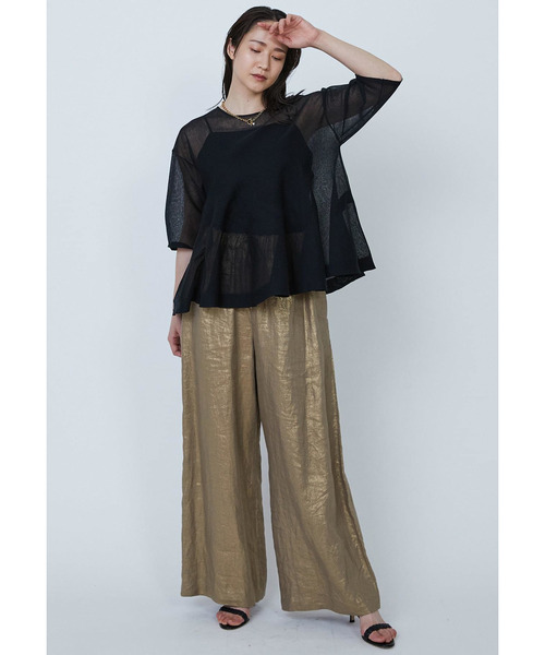 1er Arrondissement(プルミエアロンディスモン)の「フォイルプリントリネンパンツ(その他パンツ・レディース・シルバー系その他/ゴールド・38/36)」の5枚目の写真