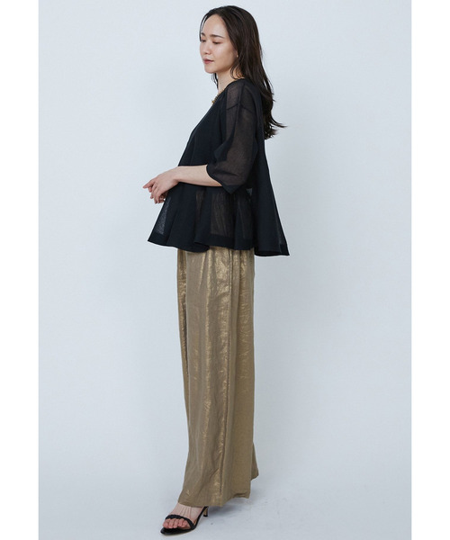 1er Arrondissement(プルミエアロンディスモン)の「フォイルプリントリネンパンツ(その他パンツ・レディース・シルバー系その他/ゴールド・38/36)」の7枚目の写真