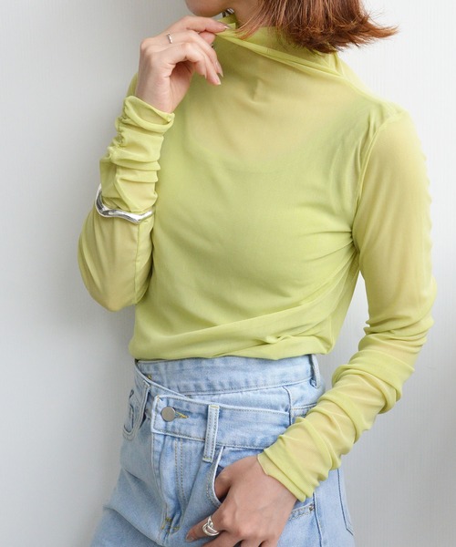 styiro(スタイロ)の「シースルーカラーカットソー(Tシャツ/カットソー・レディース・ピンク/ブラック/ホワイト/グリーン系その他・FREE)」の8枚目の写真