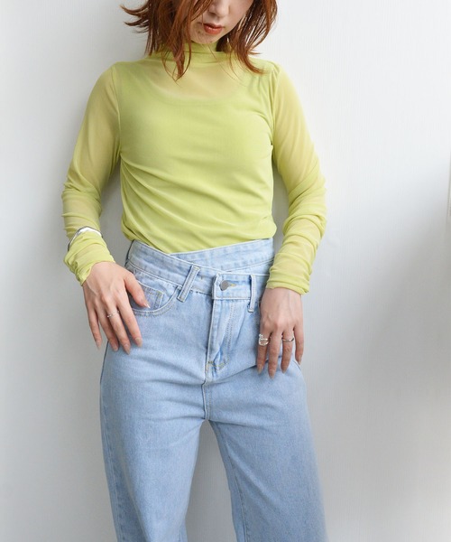 styiro(スタイロ)の「シースルーカラーカットソー(Tシャツ/カットソー・レディース・ピンク/ブラック/ホワイト/グリーン系その他・FREE)」の12枚目の写真