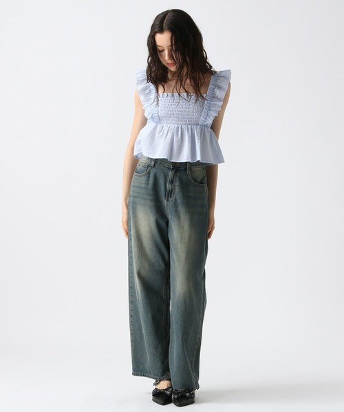 FOREVER 21（フォーエバー トゥエンティーワン）の「【2025SS】フリルコンパクトシャーリングブラウス（Tシャツ/カットソー・レディース・ブラック/ブルー/チェック/ホワイト・FREE）」の20枚目の写真