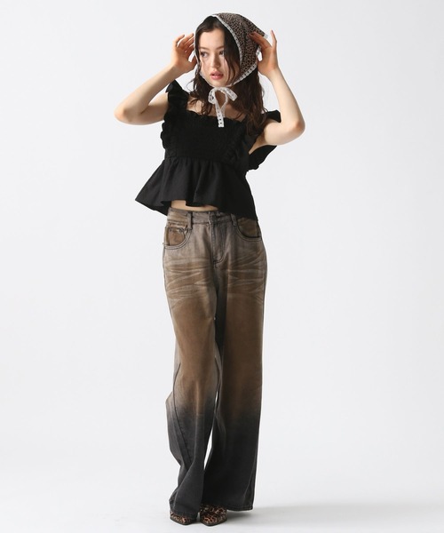 FOREVER 21（フォーエバー トゥエンティーワン）の「【2025SS】フリルコンパクトシャーリングブラウス（Tシャツ/カットソー・レディース・ブラック/ブルー/チェック/ホワイト・FREE）」の17枚目の写真