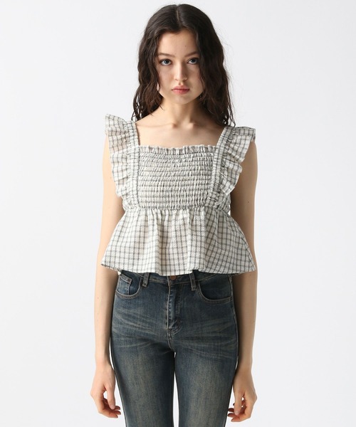 FOREVER 21（フォーエバー トゥエンティーワン）の「【2025SS】フリルコンパクトシャーリングブラウス（Tシャツ/カットソー・レディース・ブラック/ブルー/チェック/ホワイト・FREE）」の22枚目の写真