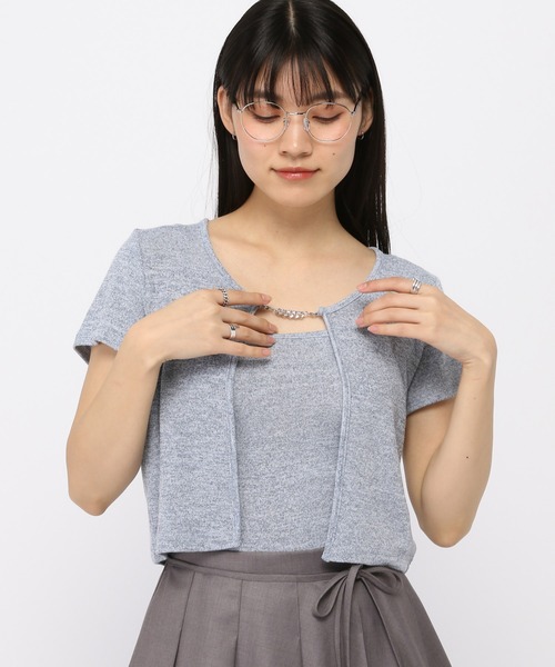 3.3 Field Trip／キャミ付きチェーン半袖カーディガン（Tシャツ