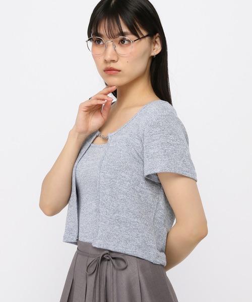 3.3 Field Trip (3.3フィールドトリップ)の「3.3 Field Trip/キャミ付きチェーン半袖カーディガン(Tシャツ/カットソー・レディース・サックスブルー/ピンク/チャコール・FREE)」の21枚目の写真