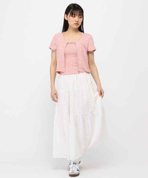 3.3 Field Trip (3.3フィールドトリップ)の「3.3 Field Trip/キャミ付きチェーン半袖カーディガン(Tシャツ/カットソー・レディース・サックスブルー/ピンク/チャコール・FREE)」の22枚目の写真