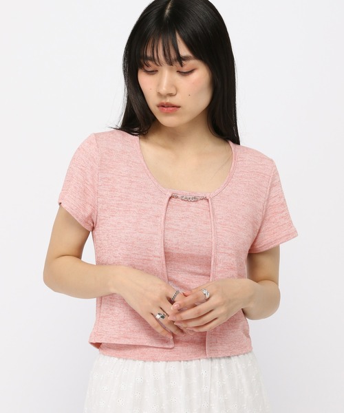 3.3 Field Trip／キャミ付きチェーン半袖カーディガン（Tシャツ