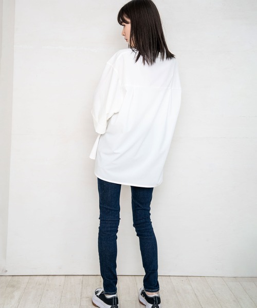 Nora Lily(ノラリリー)の「【Nora Lily】Stand Collar S/S Shirt (UNISEX)(シャツ/ブラウス・メンズ・ホワイト/グリーン・FREE)」の5枚目の写真