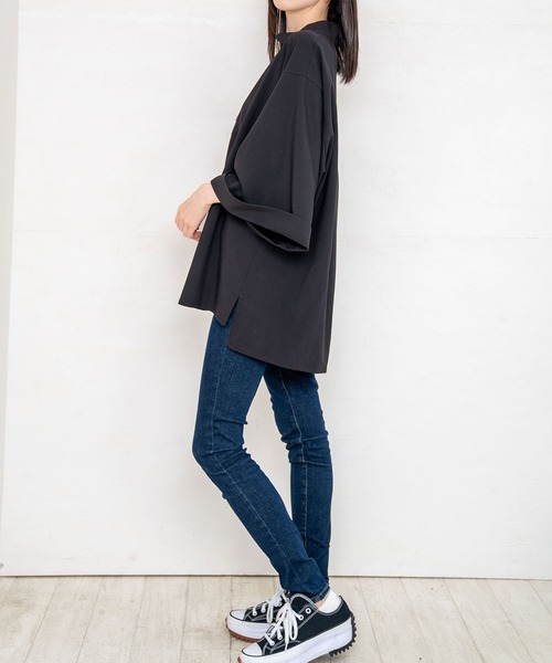 Nora Lily(ノラリリー)の「【Nora Lily】Stand Collar S/S Shirt (UNISEX)(シャツ/ブラウス・メンズ・ホワイト/グリーン・FREE)」の8枚目の写真