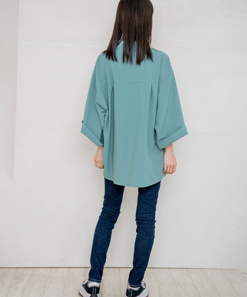 Nora Lily(ノラリリー)の「【Nora Lily】Stand Collar S/S Shirt (UNISEX)(シャツ/ブラウス・メンズ・ホワイト/グリーン・FREE)」の13枚目の写真