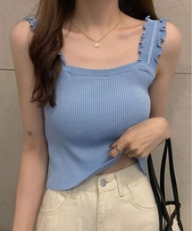 ショルダー フリル ニット キャミソール