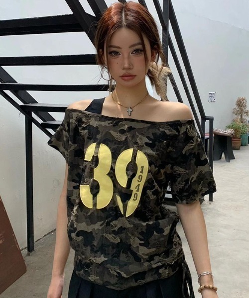 セール】【同店秋の新作・長袖Tシャツ】カモフラージュオープン
