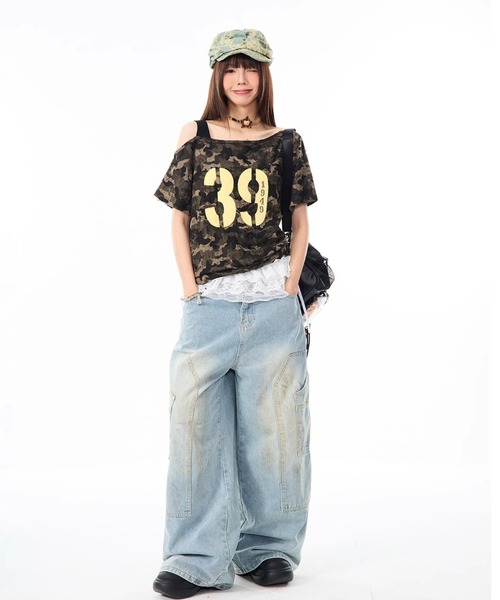 セール】【同店秋の新作・長袖Tシャツ】カモフラージュオープン