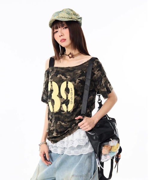 セール】【同店秋の新作・長袖Tシャツ】カモフラージュオープン