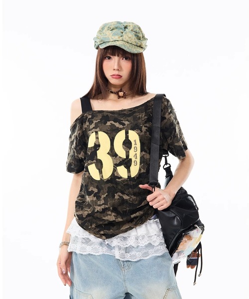 セール】【同店秋の新作・長袖Tシャツ】カモフラージュオープン