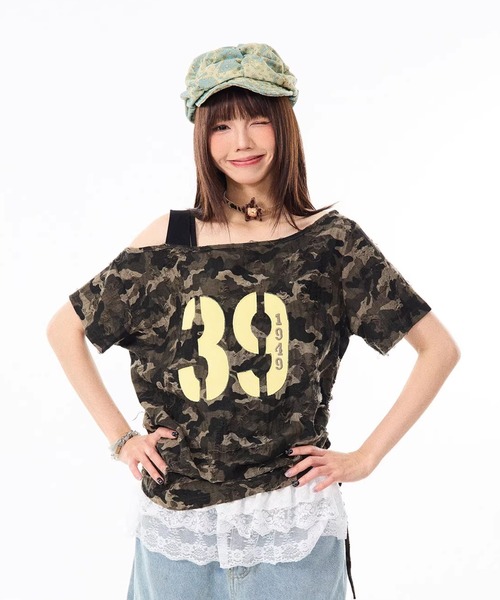 迷彩柄 長袖カットソー 星モチーフ セール】【同店秋の新作・長袖Tシャツ】カモフラージュオープン