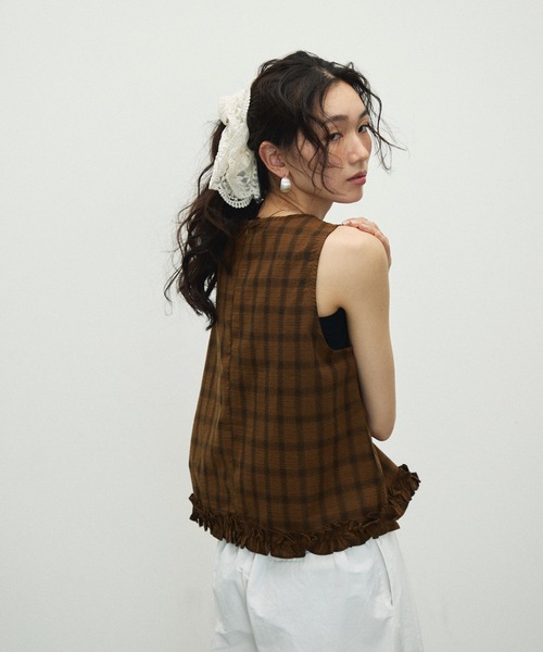 PAMM◆長袖ブラウス/FREE/レーヨン/GRN/PM1156 5WAYフリルデニムブラウス(ONE SIZE 中濃加工色): トップス